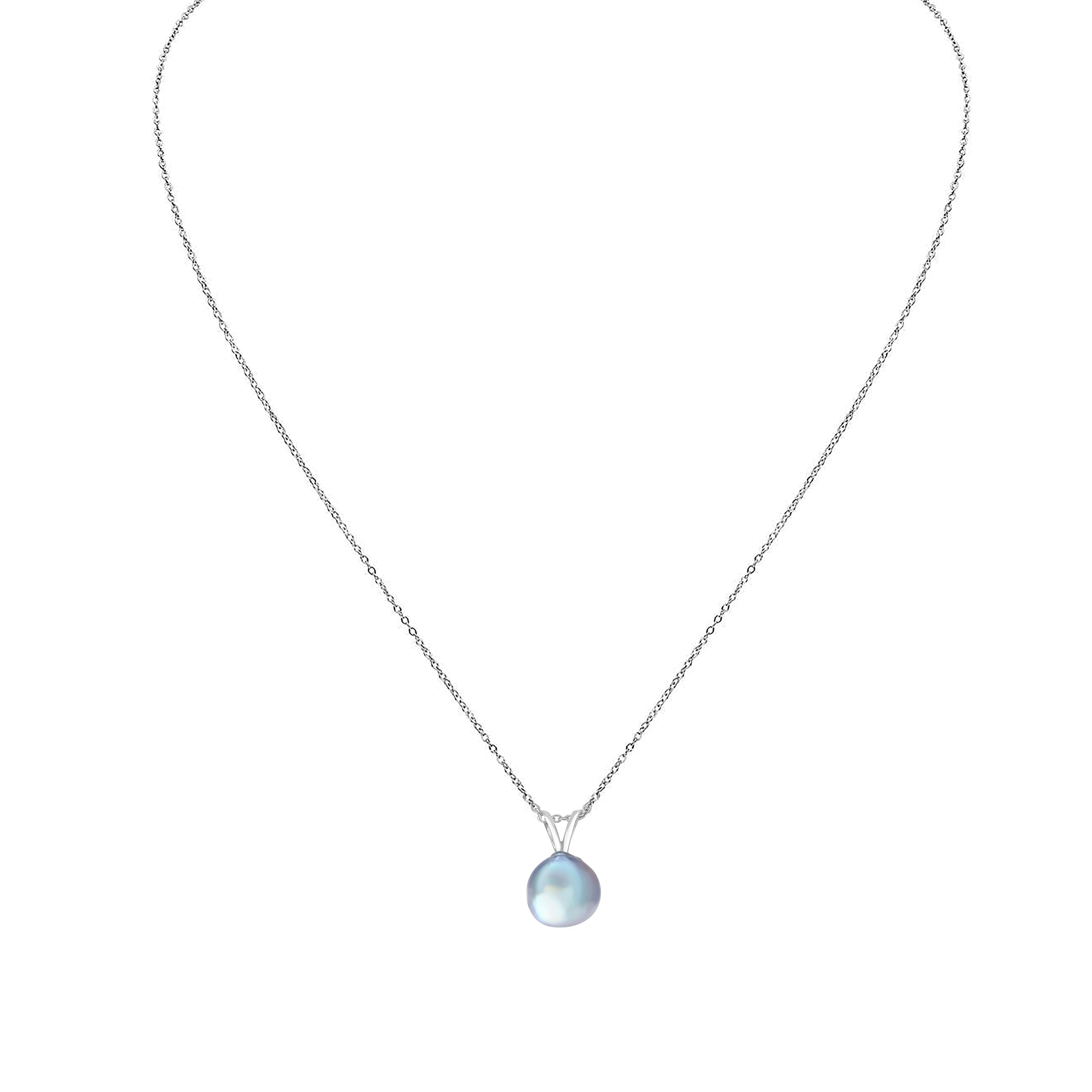 ★SENTIMENTS★ ESSENTIAL NO.2 BLUE PEARL NECKLACE 925 SILVER Blue Akoya Pearl Pendant, 925 Sterling Silver Cable Chain