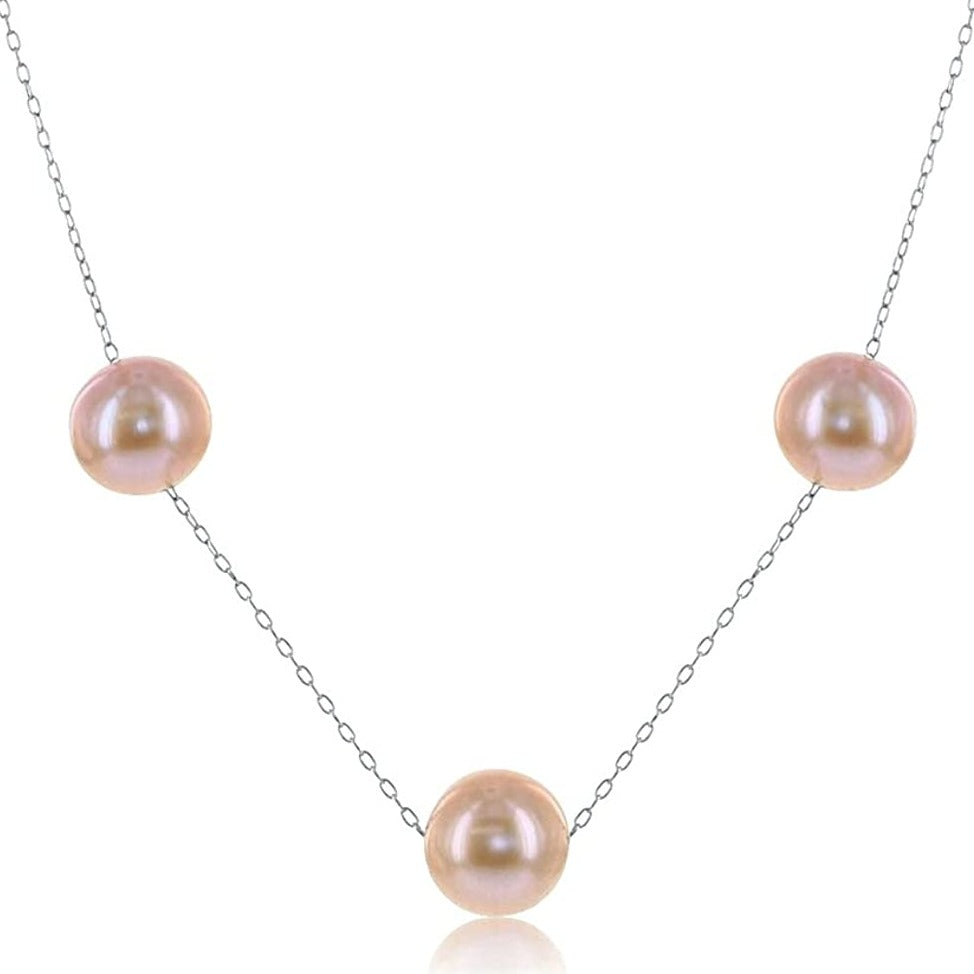 18” Hand Knotted Freshwater Pearl Necklace With Sterling Silver