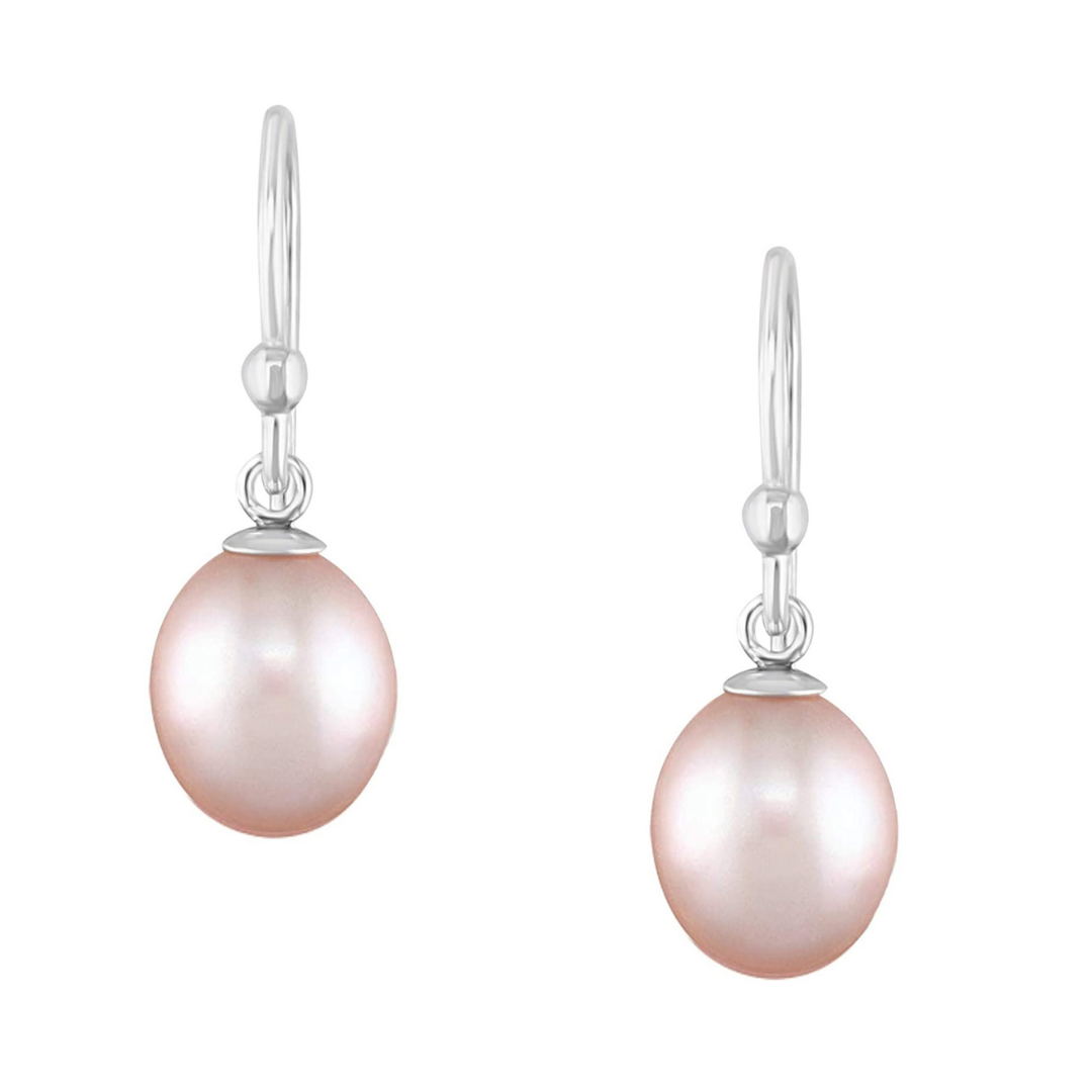 ピアス Flash Pearl Silver Pink Earrings 925 Sterling Silver Wire Pink Freshwater Drop Pearl Earrings
