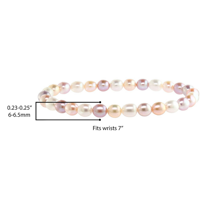 Freshwater Multi-Color Oval Pearl Bracelet - 7 in