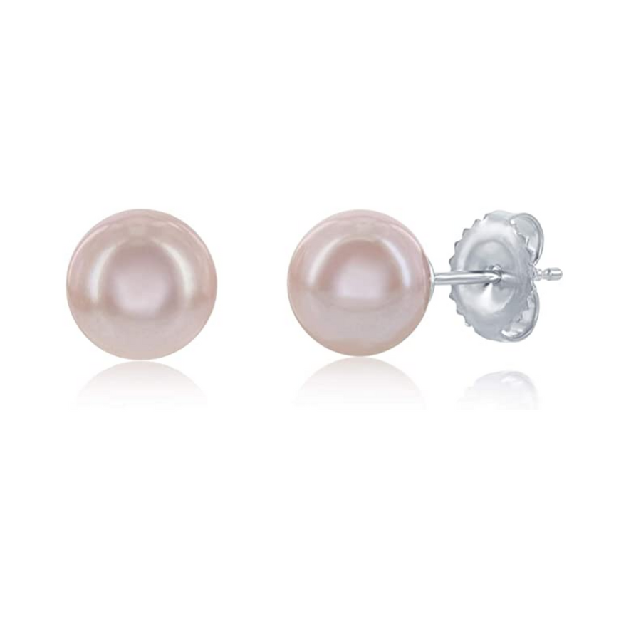 14K White or Yellow Gold Freshwater Pink Pearl Earrings