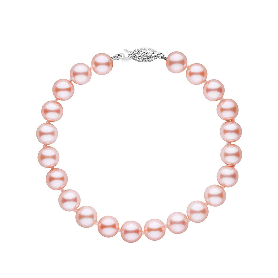 .925 Sterling Silver Pink Freshwater Pearl Bracelet - 7 in