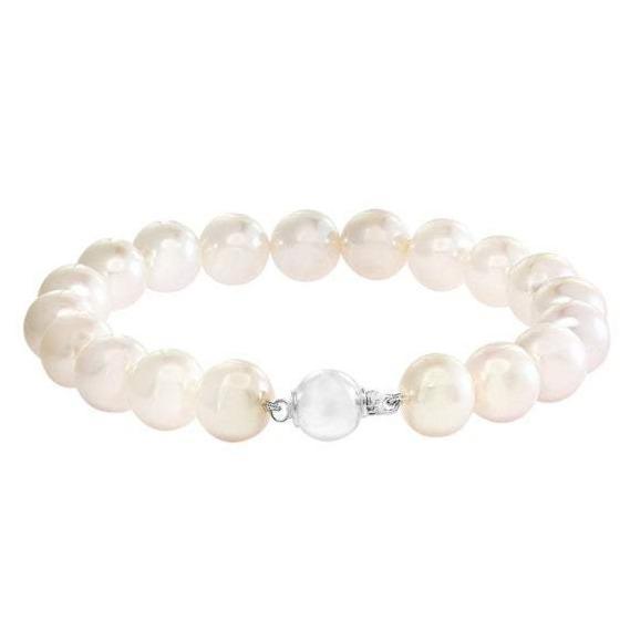 .925 Sterling Silver Magnetic Clasp Freshwater Pearl Bracelet