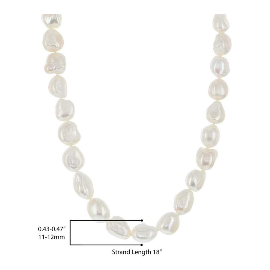 Freshwater Baroque Pearl Necklace 10-12mm Beaded Necklace 18 in