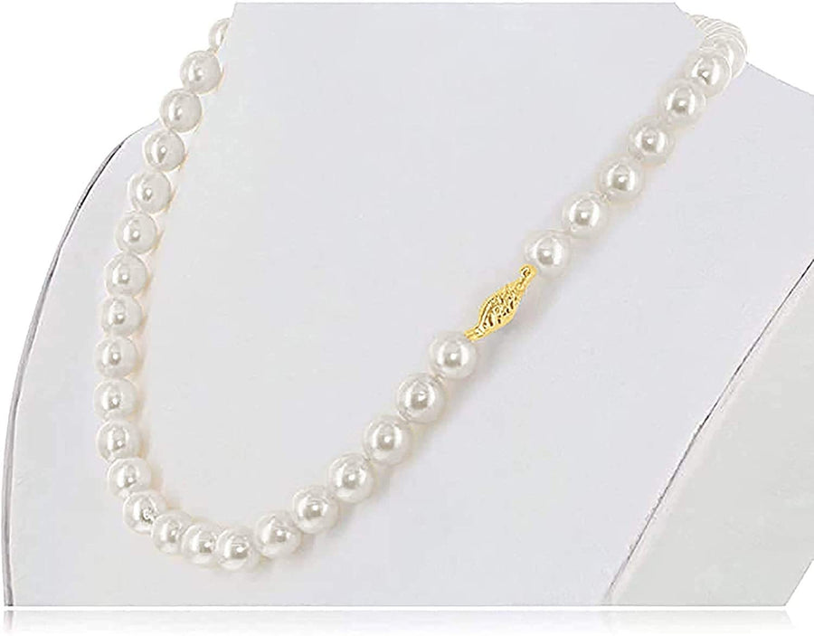 Freshwater Cultured Pearl Necklace, Silk Knotted 4mm-9mm AAA, 14k Yellow or White Gold Clasp