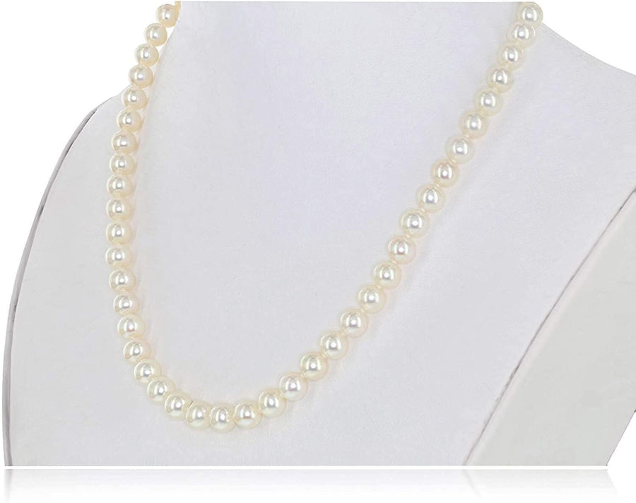Real Freshwater Pearl Beaded Necklace, 4mm - 8mm AAAA, 14k White or Yellow Gold Clasp