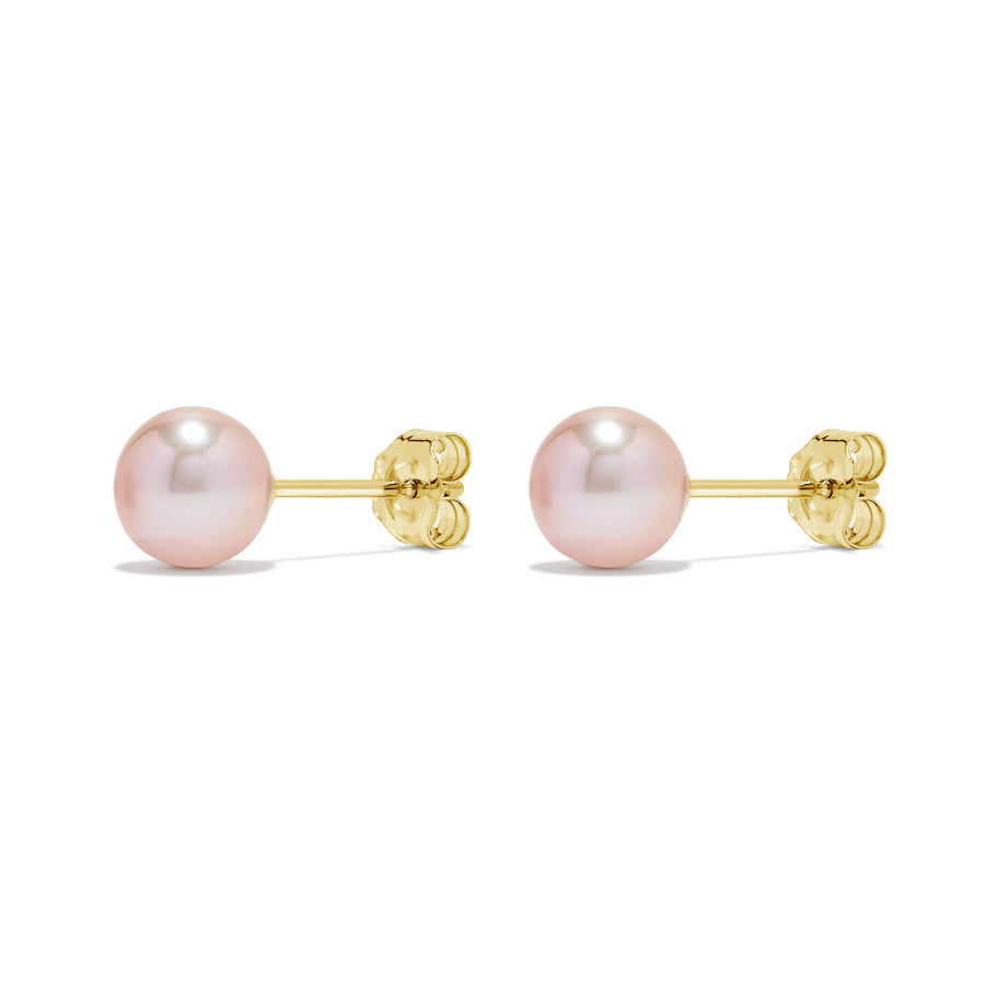 14K White or Yellow Gold Freshwater Pink Pearl Earrings