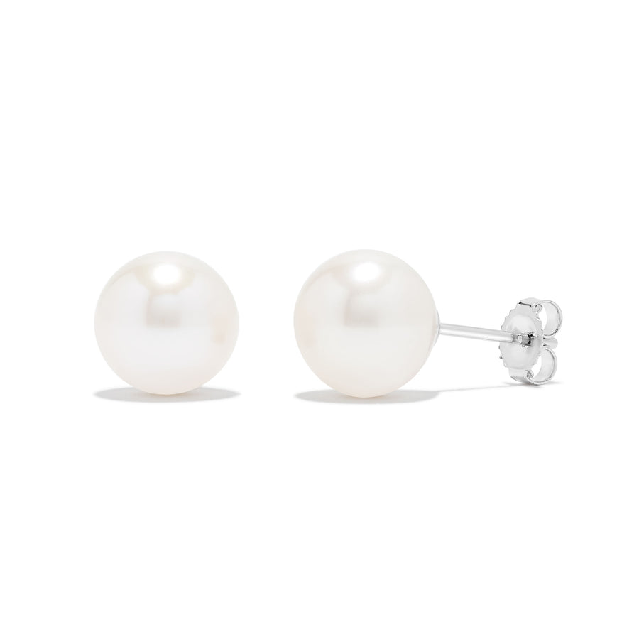 14K White or Yellow Gold Freshwater Pearl Stud Earrings (9mm+)