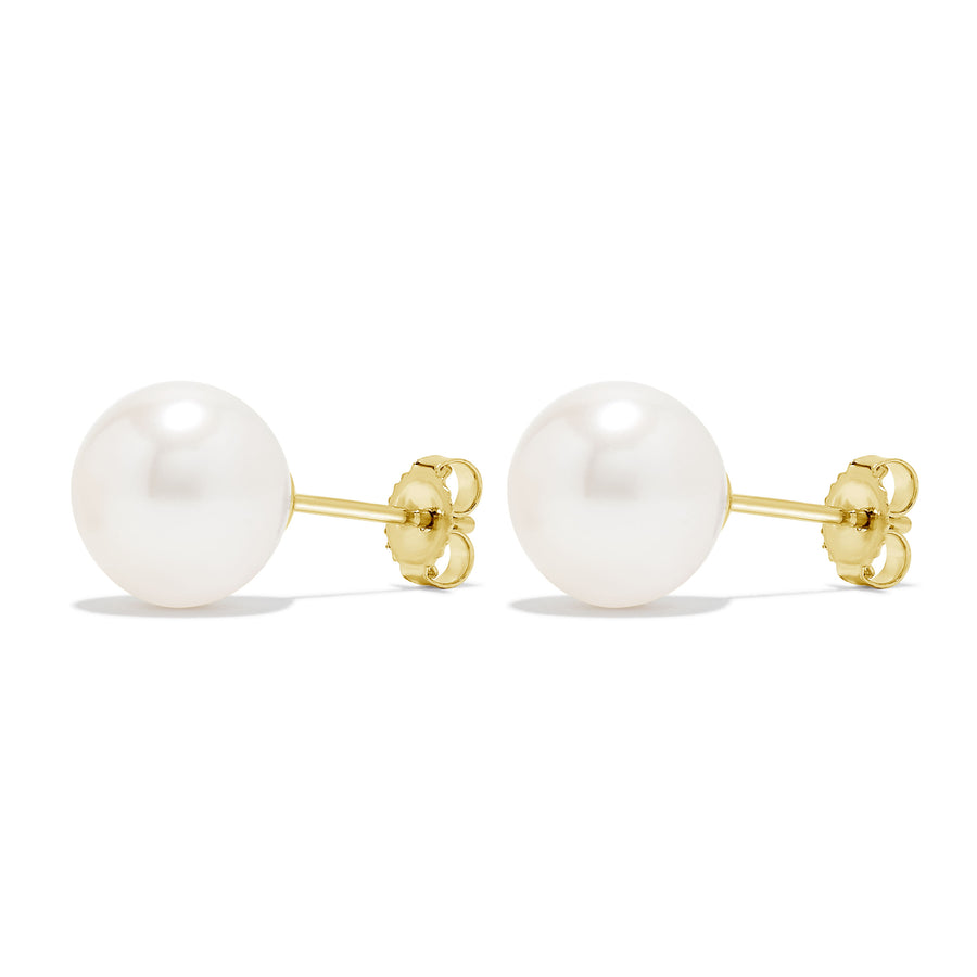 14K White or Yellow Gold Freshwater Pearl Stud Earrings (9mm+)