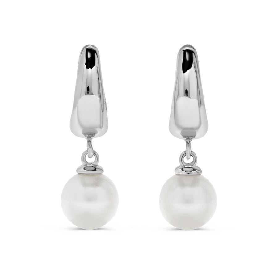 Pearl Drop Dome Huggie Earrings