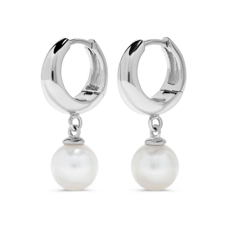 Pearl Drop Dome Huggie Earrings