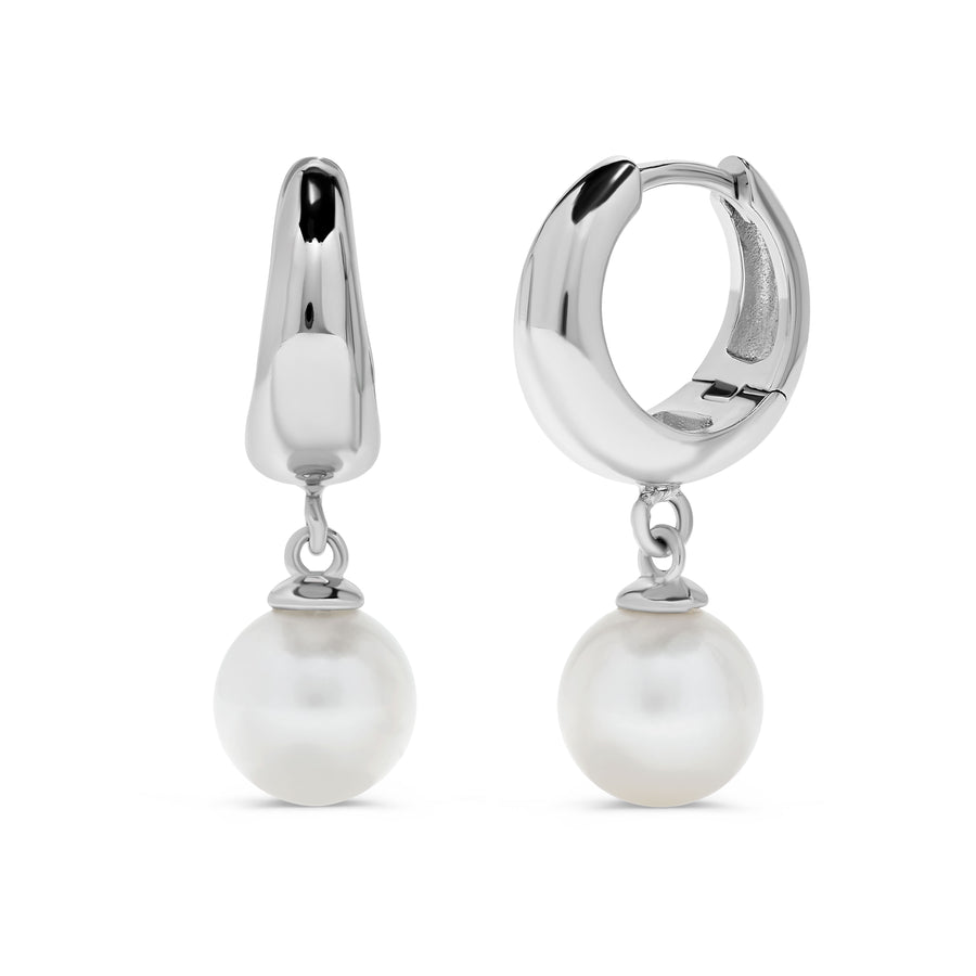Pearl Drop Dome Huggie Earrings