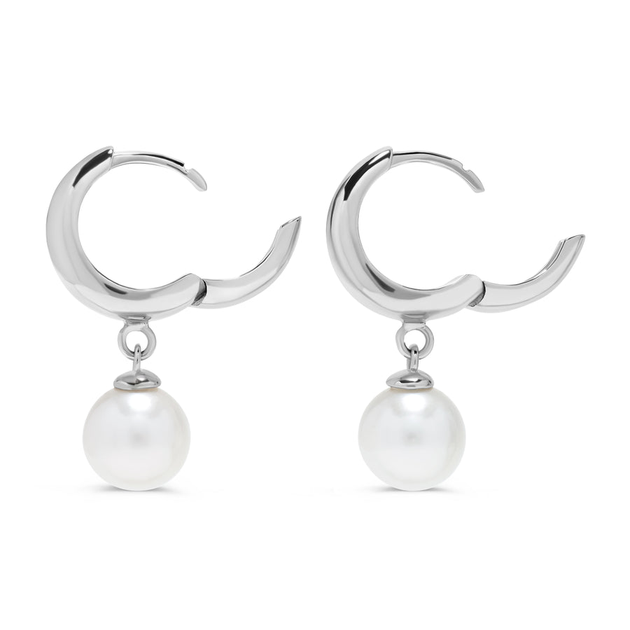 Pearl Drop Dome Huggie Earrings