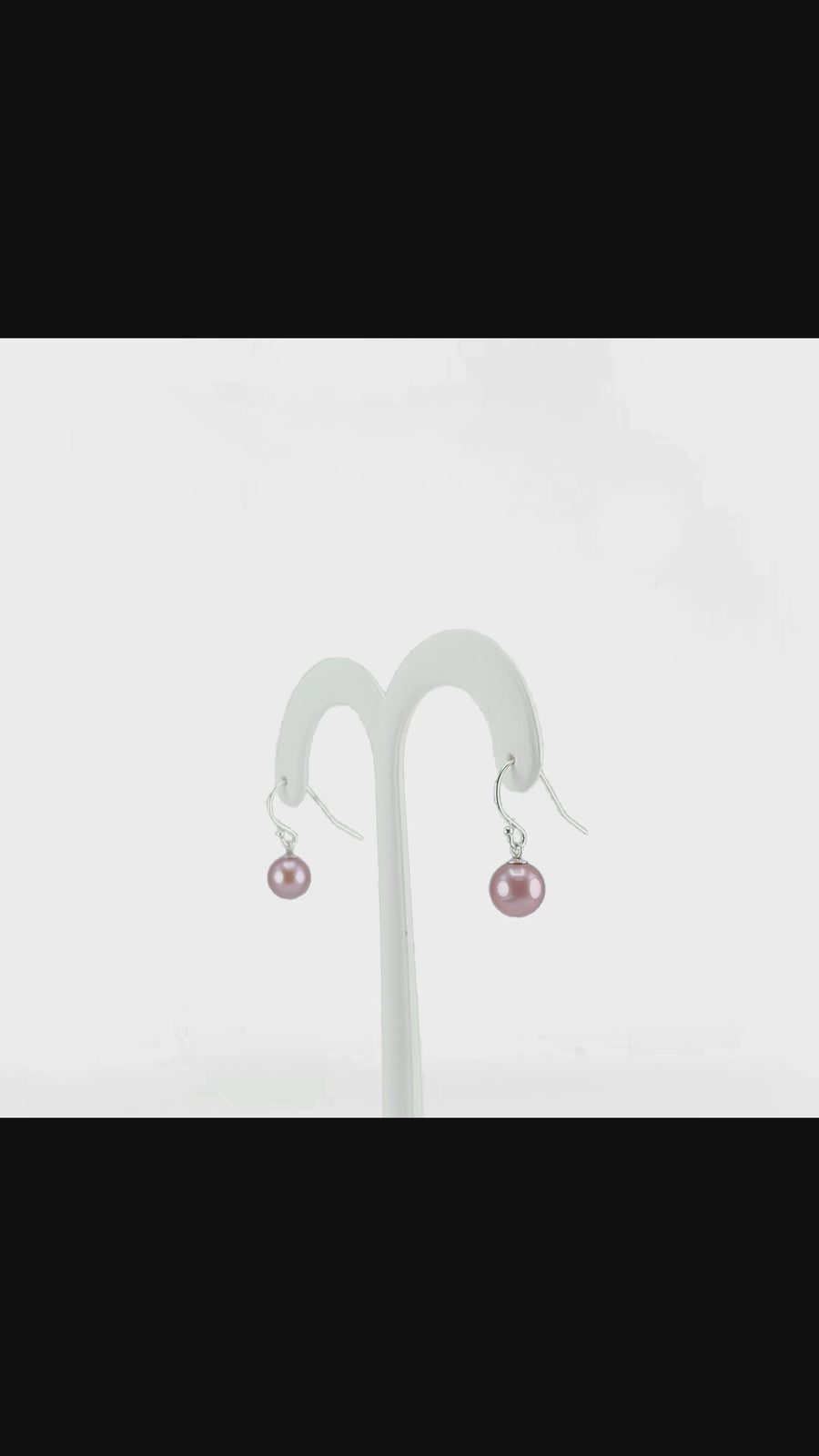 925 Sterling Silver Wire Dangle Earrings Pink Freshwater Pearl Earrings 7.5-8mm