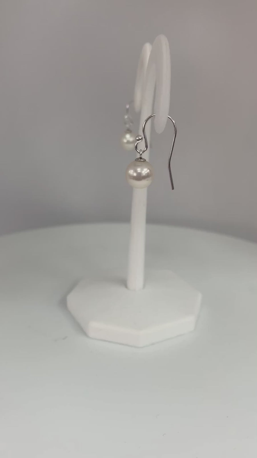 14k White or Yellow Gold Freshwater Pearl Drop Earrings 7-7.5mm
