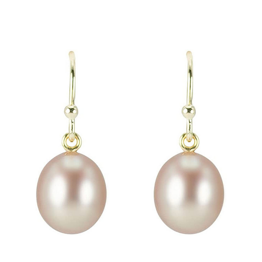 14K White or Yellow Gold Wire Pink Freshwater Drop Pearl Earrings