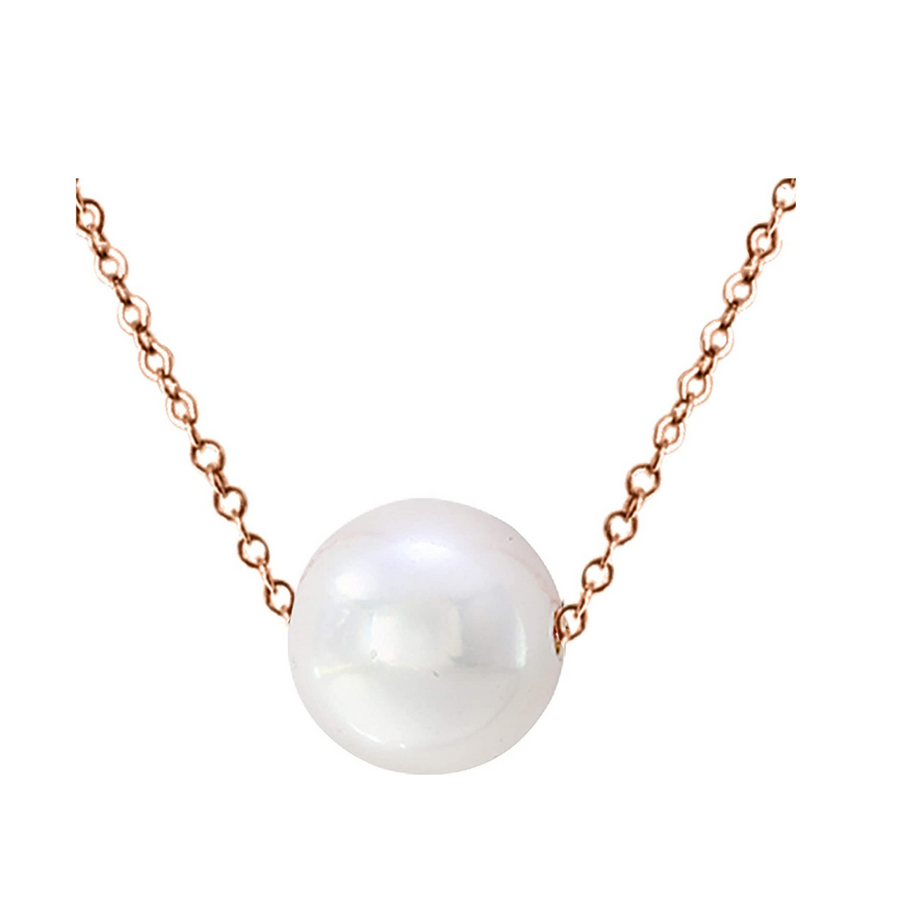 14K Rose Gold Freshwater Pearl Pendant - 16"-17"-18" adjustable cable chain