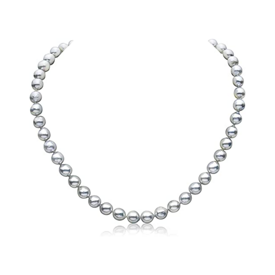 14K White or Yellow Gold Blue Akoya Pearl Necklace - 18 in
