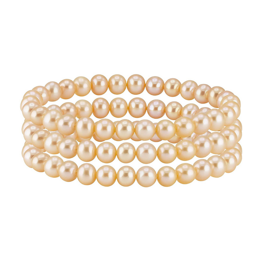 Freshwater Pink  Pearl Stretch Bracelet - 7 in - Set of 3