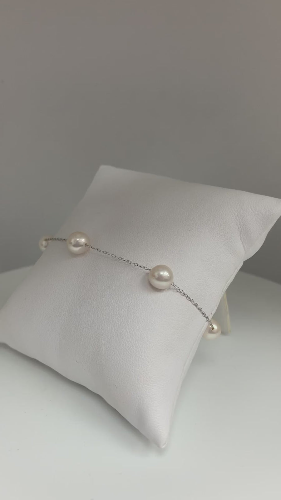.925 Sterling Silver 5 Freshwater Pearl Tin Cup Bracelet