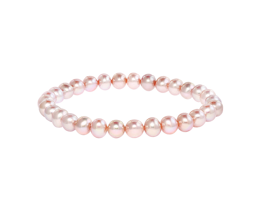 Freshwater Pink Pearl Stretch Bracelet - 8 in
