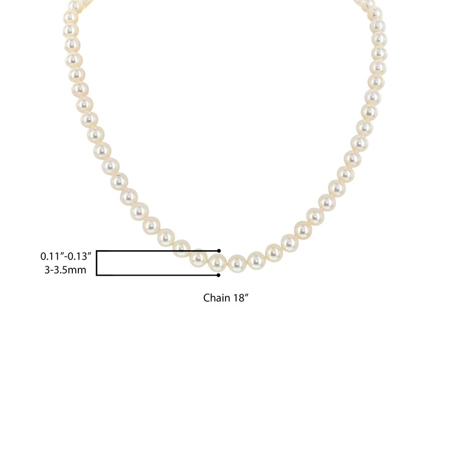 14K White Gold Freshwater Pearl Necklace - 18 in