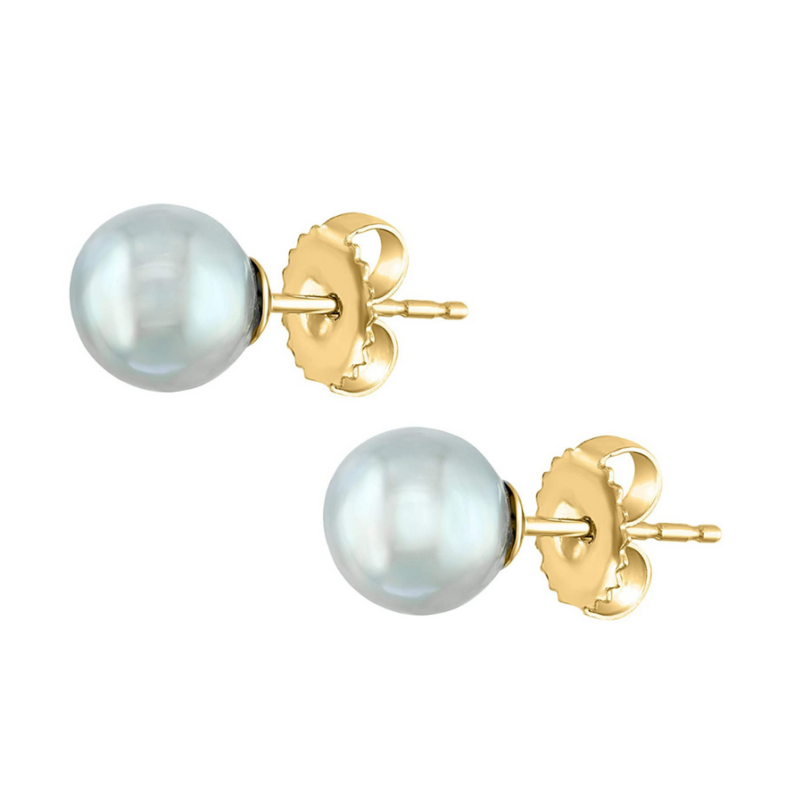 14K White or Yellow Gold Blue Akoya Pearl Studs