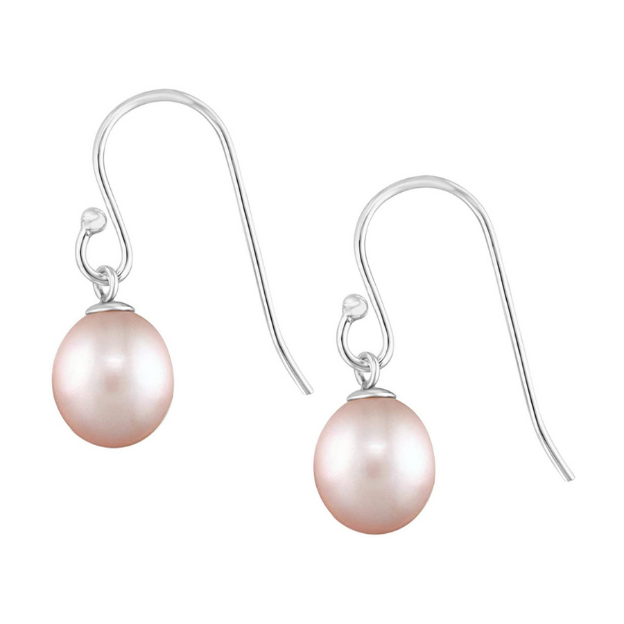 925 Sterling Silver Wire Pink Freshwater Drop Pearl Earrings