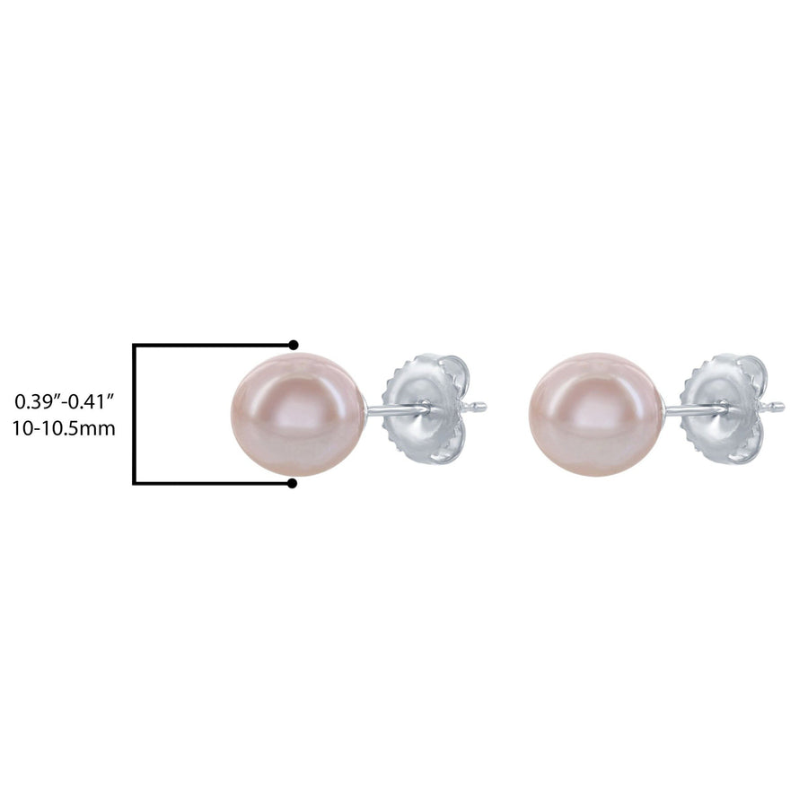 .925 Sterling Silver Freshwater Pink Pearl Studs