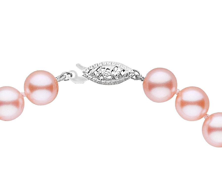 14K White or Yellow Gold Pink Freshwater Pearl Bracelet - 7.5 in