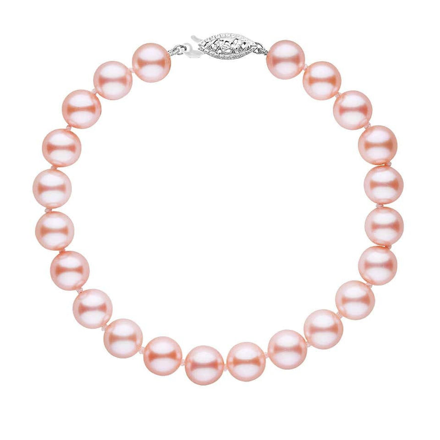 14K White or Yellow Gold Pink Freshwater Pearl Bracelet - 8 in