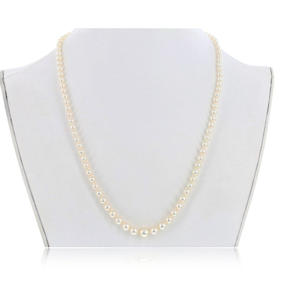 14K White or Yellow Gold Akoya Pearl Necklace - 18 in