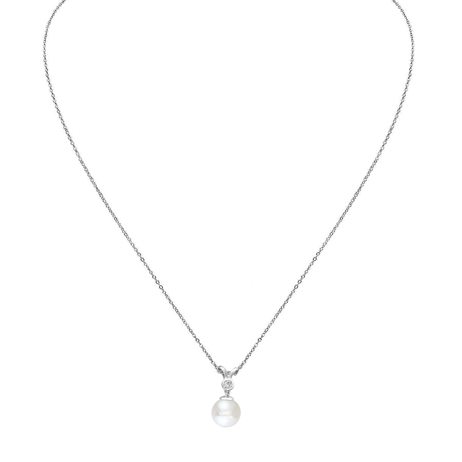 .925 Sterling Silver Akoya Pearl Pendant - 16"-17"-18" adjustable cable chain