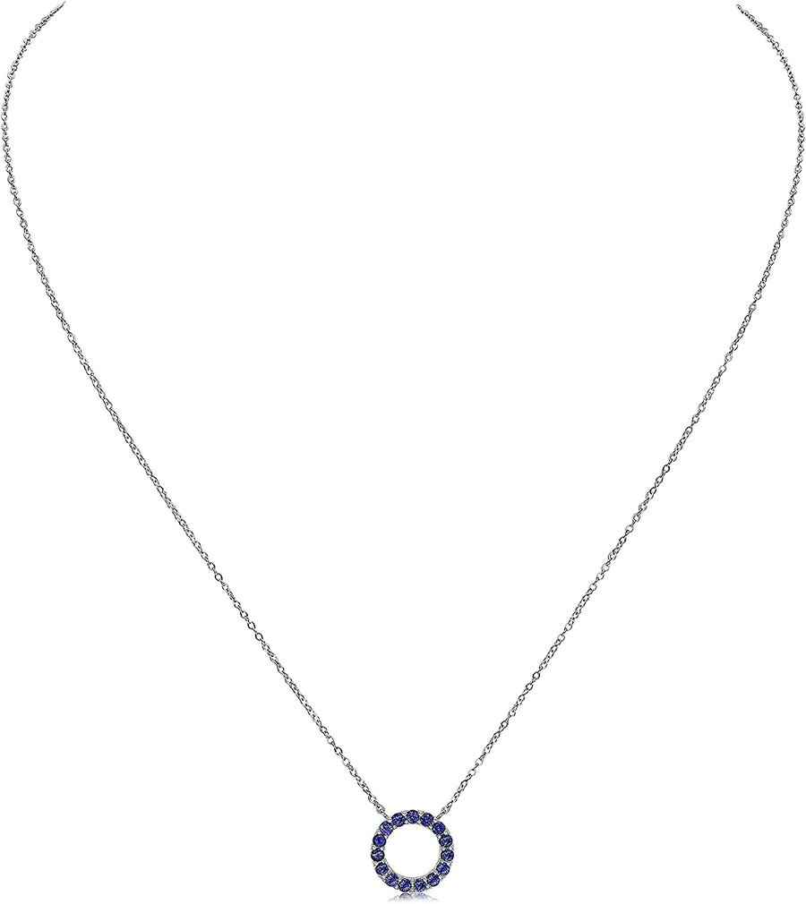 .925 Sterling Silver Blue Sapphire Pendant